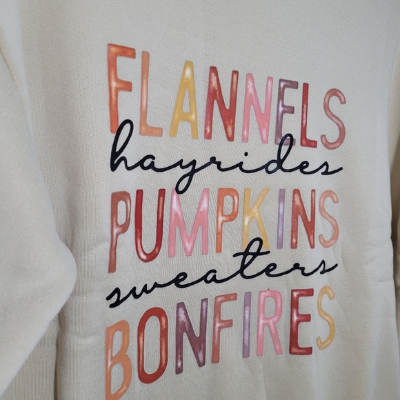 Fall Drop Shoulder Sweat shirt with Fall words XXL NWOT - Picture 2 of 6
